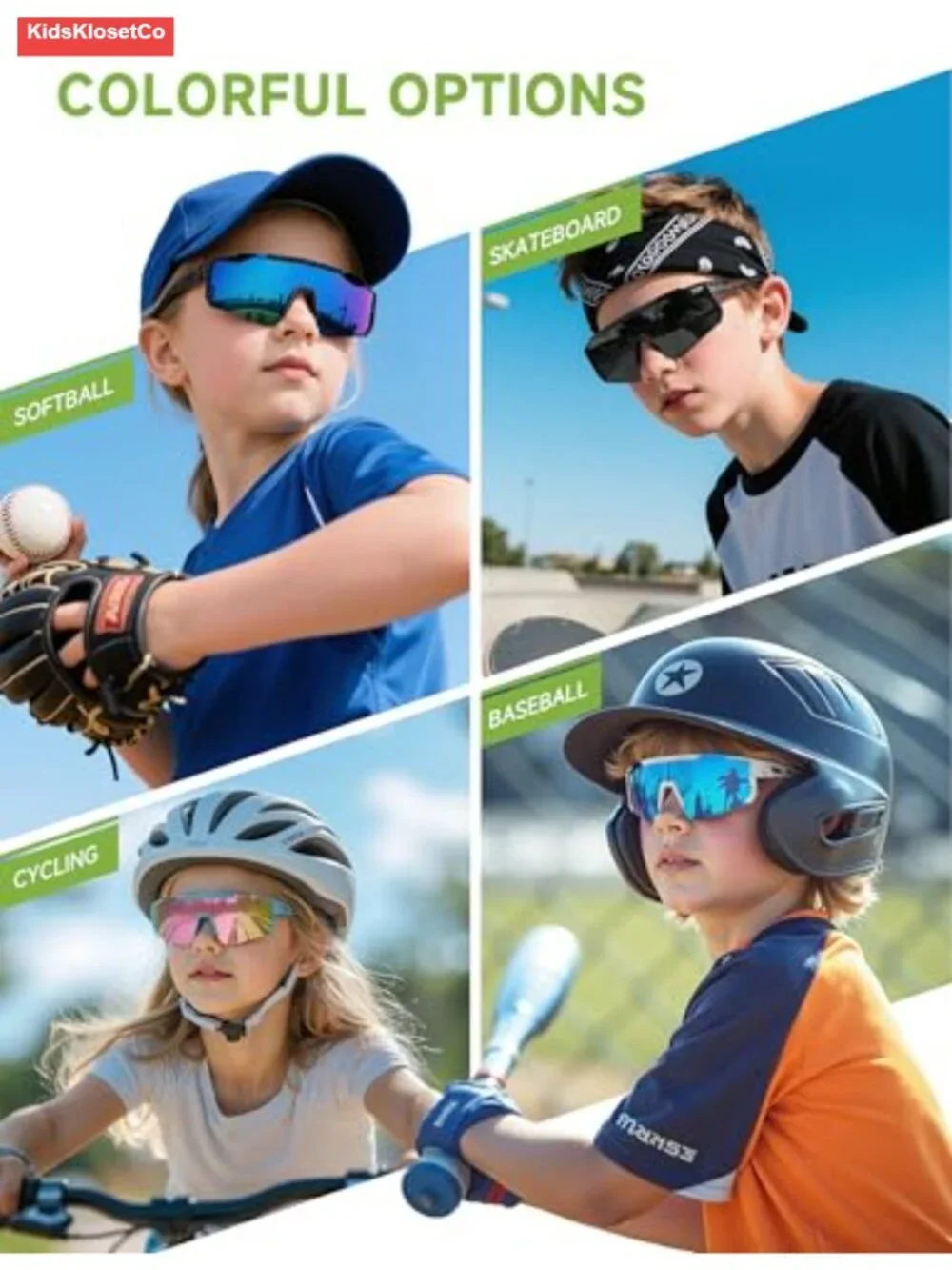 Youth Polarized Sports Sunglasses with UV Protection - Wraparound Baseball